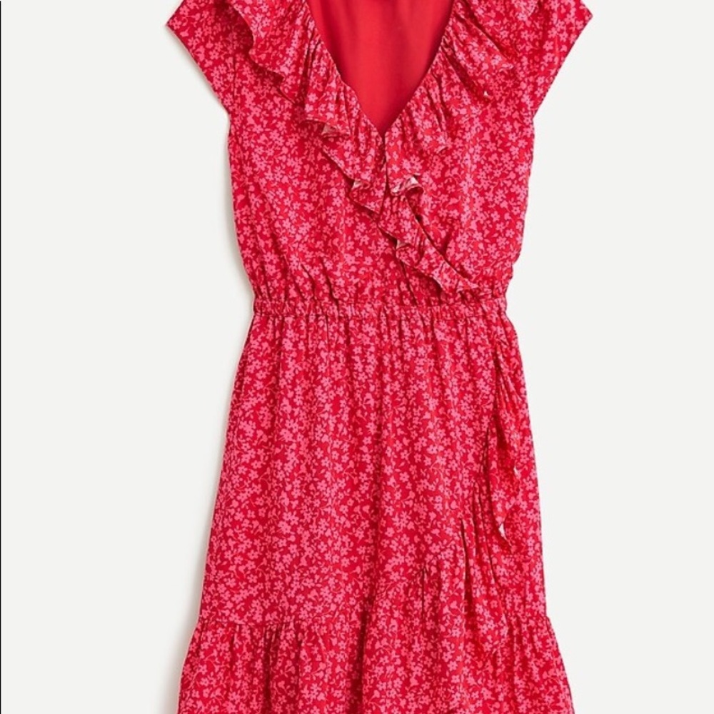 NWT J.Crew V-Neck Ruffle Dress in Tossed Bouquet Print Size 2